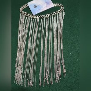 Ella & Elly Silvertone Fringe Necklace